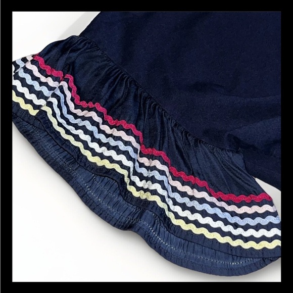 STELLA & DOT 'Everly' Flutter Ric Rac Sleeves Navy Blue T-Shirt Size Small - Picture 7 of 9